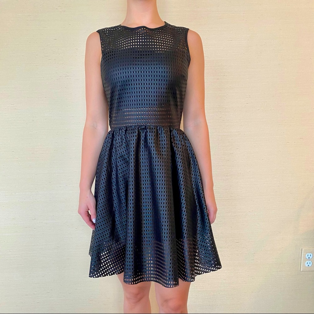 Sandro Paris black faux leather cutout dress